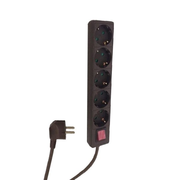 Extension 3m , 5 sockets, black